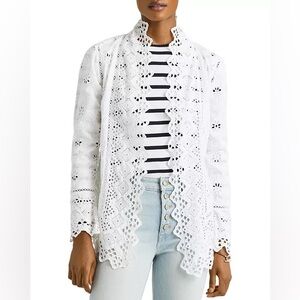 Lauren Ralph Lauren White Eyelet Embroidered Jacket - size Medium